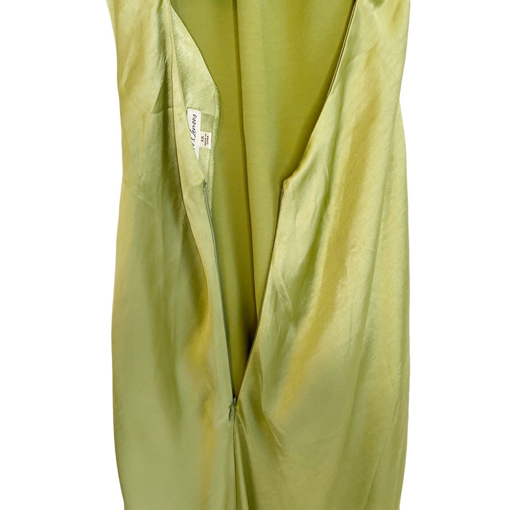 For Love And Lemons Lime Satin Halter Gown with Thigh Slit - Picture 7 of 16